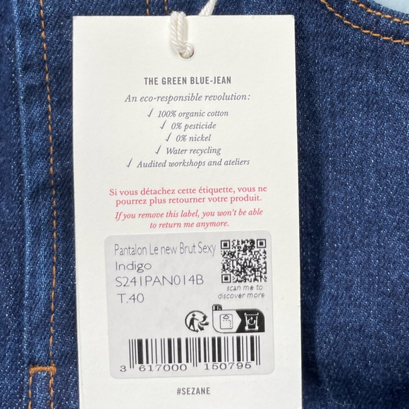 Sezane sexy brut jeans in indigo-NWT - Picture 4 of 6